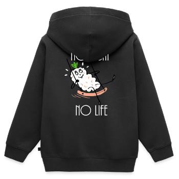 Sushi auf einer Schaukel, no sushi no life - Kinder Premium Organic Zip Hoodie - Schwarz - Hinten - AI Model Kid Male (0cm)