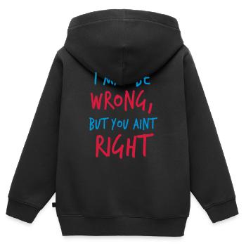 Ich kann mich auch falsch, aber man ist nicht - Kinder Premium Organic Zip Hoodie - Schwarz - Hinten - AI Model Kid Male (0cm)