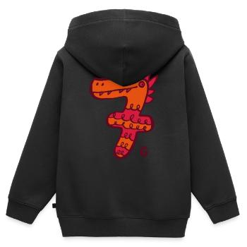 Monster sieben - Kinder Premium Organic Zip Hoodie - Schwarz - Hinten - AI Model Kid Male (0cm)