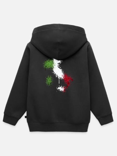 Italia Flag Graffiti Text Map - Kids Premium Organic Zip-up Hoodie - black