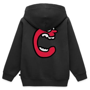Grimace de lettre C crier Monster - Sweat Premium à capuche zippé enfant bio - noir - Dos - AI Model Kid Male (0cm)