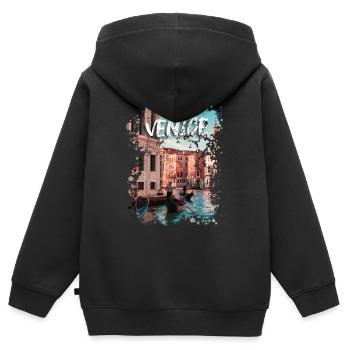 Venice - Kids Premium Organic Zip-up Hoodie - black - Back - AI Model Kid Male (0cm)