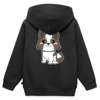 Border Collie - Kinder Premium Organic Zip Hoodie - Schwarz - Hinten - AI Model Kid Male (0cm)