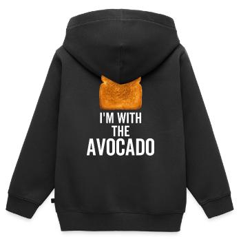 Ich bin mit der Avocado - Kinder Premium Organic Zip Hoodie - Schwarz - Hinten - AI Model Kid Male (0cm)