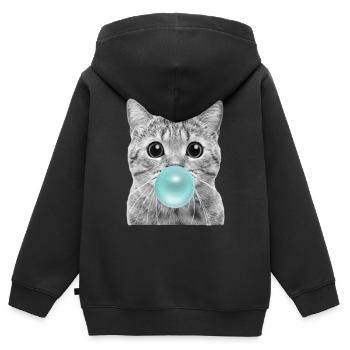 chat cool - Sweat Premium à capuche zippé enfant bio - noir - Dos - AI Model Kid Male (0cm)