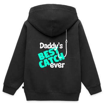 Daddys Best Catch Ever Fishing Child - Kinder Premium Organic Zip Hoodie - Schwarz - Hinten - AI Model Kid Male (0cm)