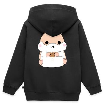 Hamster - Kinder Premium Organic Zip Hoodie - Schwarz - Hinten - AI Model Kid Male (0cm)