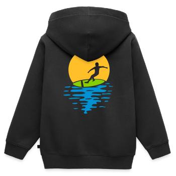 Abend Sonne Surfer - Kinder Premium Organic Zip Hoodie - Schwarz - Hinten - AI Model Kid Male (0cm)