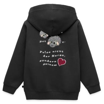 Folge nicht der Herde sondern deinem Herz - Kinder Premium Organic Zip Hoodie - Schwarz - Hinten - AI Model Kid Male (0cm)