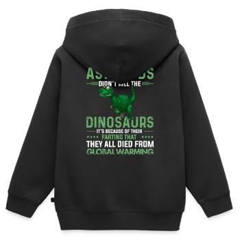 Asteroids Dinosaurs Global Warming - Sweat Premium à capuche zippé enfant bio - noir - Dos - AI Model Kid Male (0cm)