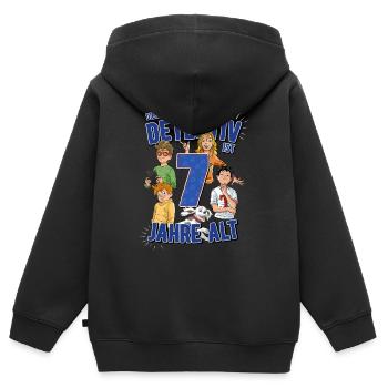 TKKG Junior 7. Geburtstag Sieben Blau Geschenk - Kinder Premium Organic Zip Hoodie - Schwarz - Hinten - AI Model Kid Male (0cm)