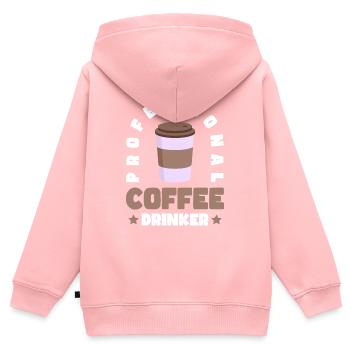 Kaffeeliebhaber Frühaufsteher Getränk - Kinder Premium Organic Zip Hoodie - Rosa - Hinten - AI Model Kid Female (0cm)