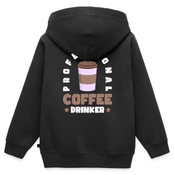 Kaffeeliebhaber Frühaufsteher Getränk - Kinder Premium Organic Zip Hoodie - Schwarz - Hinten - AI Model Kid Male (0cm)