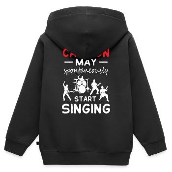 Caution May Start Singing - Kinder Premium Organic Zip Hoodie - Schwarz - Hinten - AI Model Kid Male (0cm)