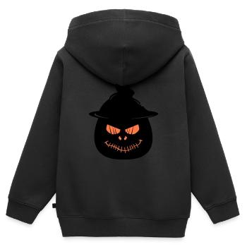 Visage de citrouille - Sweat Premium à capuche zippé enfant bio - noir - Dos - AI Model Kid Male (0cm)