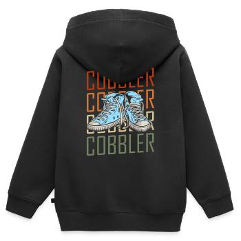 Schuhe Schuh Arbeiten - Kinder Premium Organic Zip Hoodie - Schwarz - Hinten - AI Model Kid Male (0cm)