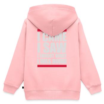 I came saw forget - Kinder Premium Organic Zip Hoodie - Rosa - Hinten - AI Model Kid Female (0cm)
