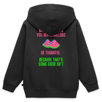When life gives you watermelons lustiger Spruch - Kinder Premium Organic Zip Hoodie - Schwarz - Hinten - AI Model Kid Male (0cm)
