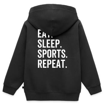 Essen Schlaf Sport wiederholen - Kinder Premium Organic Zip Hoodie - Schwarz - Hinten - AI Model Kid Male (0cm)