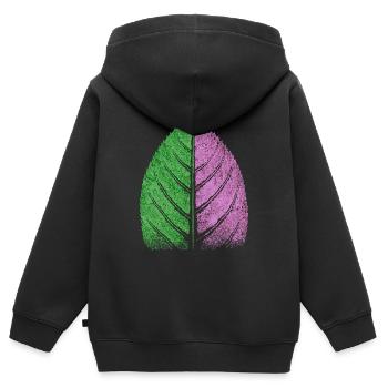 Blatt Grün/ Violett - Farben Natur Design - Kinder Premium Organic Zip Hoodie - Schwarz - Hinten - AI Model Kid Male (0cm)