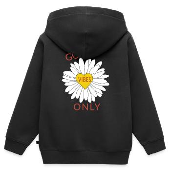 Good Vibes nur Flower Power - Kinder Premium Organic Zip Hoodie - Schwarz - Hinten - AI Model Kid Male (0cm)