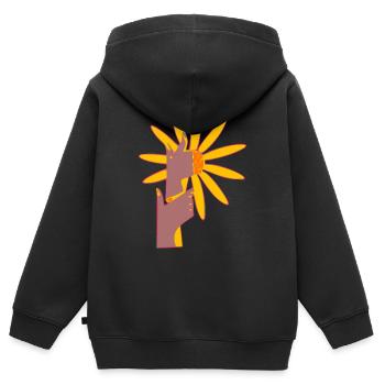 Les mains fleuries - Sweat Premium à capuche zippé enfant bio - noir - Dos - AI Model Kid Male (0cm)