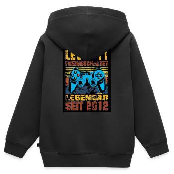 LEVEL 11, 11 Geburtstag, Legendär seit 2012 - Kinder Premium Organic Zip Hoodie - Schwarz - Hinten - AI Model Kid Male (0cm)