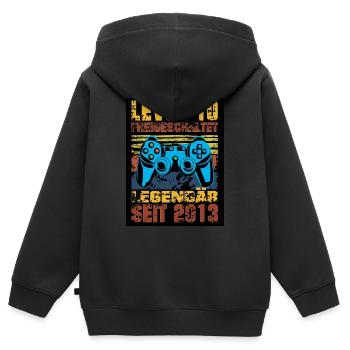 LEVEL 10, 10. Geburtstag, Legendär seit 2013 - Kinder Premium Organic Zip Hoodie - Schwarz - Hinten - AI Model Kid Male (0cm)
