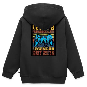 LEVEL 8, 8. Geburtstag, Legendär seit 2015 - Kinder Premium Organic Zip Hoodie - Schwarz - Hinten - AI Model Kid Male (0cm)