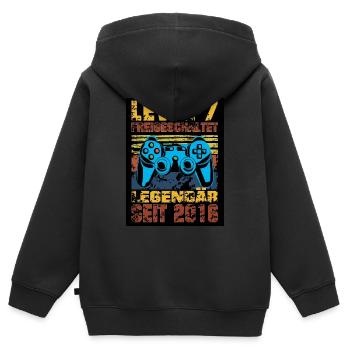 LEVEL 7, 7. Geburtstag, Legendär seit 2016 - Kinder Premium Organic Zip Hoodie - Schwarz - Hinten - AI Model Kid Male (0cm)