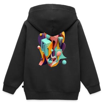 ..3D - Sweat Premium à capuche zippé enfant bio - noir - Dos - AI Model Kid Male (0cm)