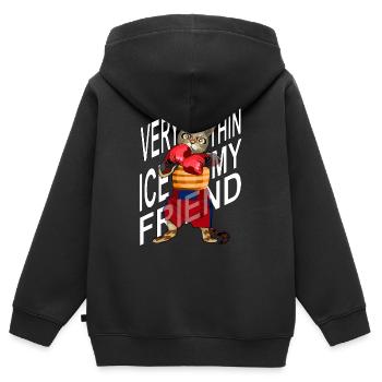Glace très mince mon freiend, Boxing Cat - Sweat Premium à capuche zippé enfant bio - noir - Dos - AI Model Kid Male (0cm)