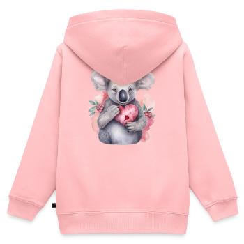 Niedlicher & süßer Koala mit Herz und Blumen Liebe - Kinder Premium Organic Zip Hoodie - Rosa - Hinten - AI Model Kid Female (0cm)