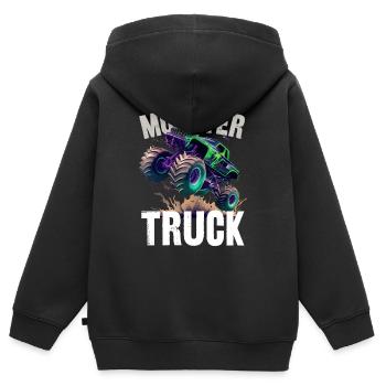 Monstertruck - Kinder Premium Organic Zip Hoodie - Schwarz - Hinten - AI Model Kid Male (0cm)
