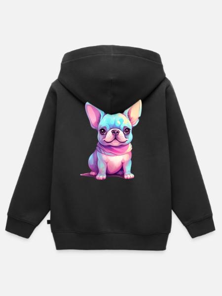 Fransk bulldog Fransk bulldog kunst - Hettegenser Premium med glidelås barn økologisk - svart
