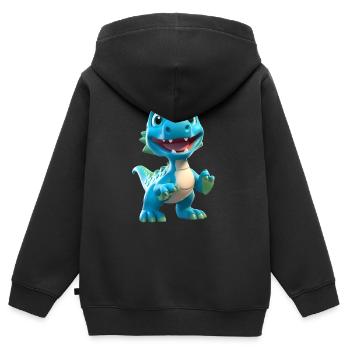 3D-Cartoon-Dinosaurier - Kinder Premium Organic Zip Hoodie - Schwarz - Hinten - AI Model Kid Male (0cm)
