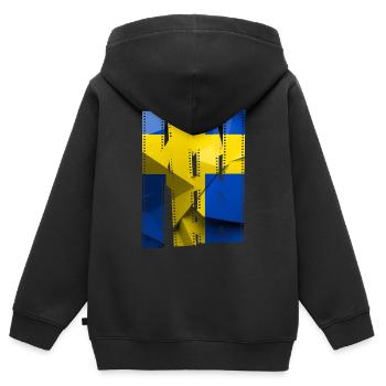 Suède Suède drapeau national norden skandinavia - Sweat Premium à capuche zippé enfant bio - noir - Dos - AI Model Kid Male (0cm)
