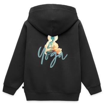Yoga Typo Illu2 - Kinder Premium Organic Zip Hoodie - Schwarz - Hinten - AI Model Kid Male (0cm)