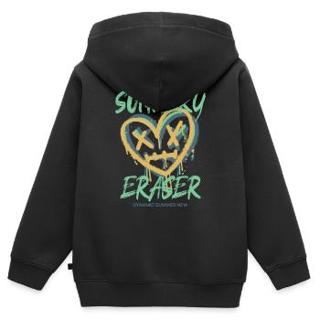 Un été dynamique - Sweat Premium à capuche zippé enfant bio - noir - Dos - AI Model Kid Male (0cm)