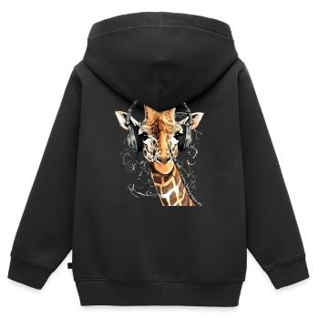 Jaz la girafe audiophile - Sweat Premium à capuche zippé enfant bio - noir - Dos - AI Model Kid Male (0cm)