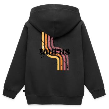 Taurus horoscope rétro - Sweat Premium à capuche zippé enfant bio - noir - Dos - AI Model Kid Male (0cm)