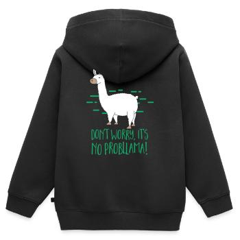 Pas de probllama - Sweat Premium à capuche zippé enfant bio - noir - Dos - AI Model Kid Male (0cm)