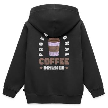 Morgenmuffel Wachmacher Cappuccino Tasse - Kinder Premium Organic Zip Hoodie - Schwarz - Hinten - AI Model Kid Male (0cm)