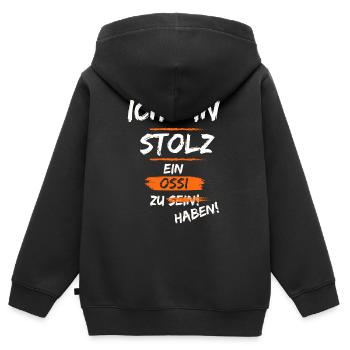 Stolz auf meinen Ossi - Kinder Premium Organic Zip Hoodie - Schwarz - Hinten - AI Model Kid Male (0cm)