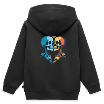 Küssende Romantische Skelette - Kinder Premium Organic Zip Hoodie - Schwarz - Hinten - AI Model Kid Male (0cm)