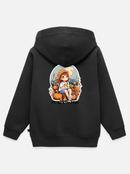 Pumpkin Girl - Kinder Premium Organic Zip Hoodie - Schwarz