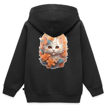 Kätzchen im Wunderland - Kinder Premium Organic Zip Hoodie - Schwarz - Hinten - AI Model Kid Male (0cm)