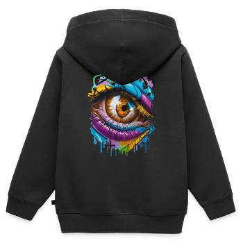 Graffiti Street Art Spray Vintage Schablone Retro - Kinder Premium Organic Zip Hoodie - Schwarz - Hinten - AI Model Kid Male (0cm)