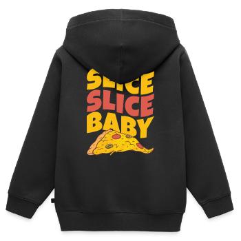 Slice Slice Baby Pizza - Kinder Premium Organic Zip Hoodie - Schwarz - Hinten - AI Model Kid Male (0cm)