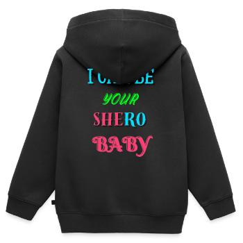 Ich kann dein Shero sein - Kinder Premium Organic Zip Hoodie - Schwarz - Hinten - AI Model Kid Male (0cm)